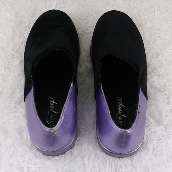 Free People Varsity Black Calf Hair Purple Leather Platform Slip On Loafer Shoe - Picture 7 of 14